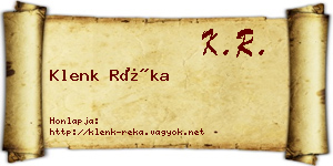 Klenk Réka névjegykártya